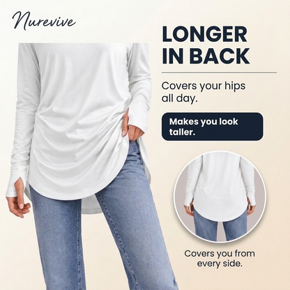 Solid Color Split-finger Long-sleeved Shirt Loose Mid-length